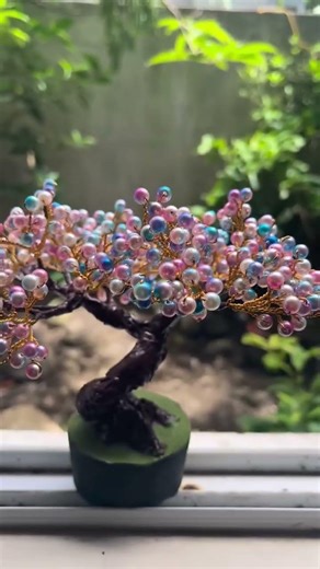 Beaded Tree, Beaded Flowers #Bonsaibeads #beadedtree