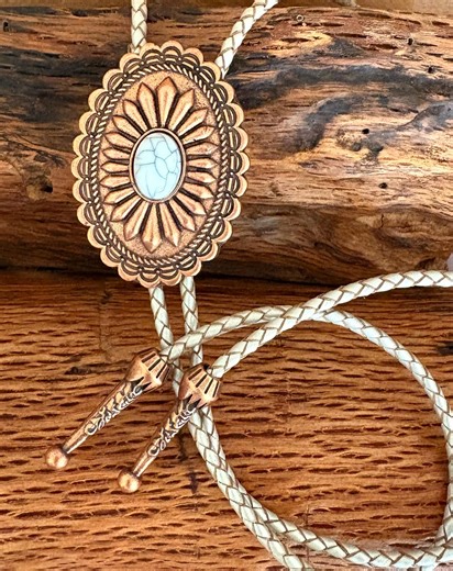 Aztec Style Bolo Tie-copper Tone With Marble Oval Stone -cowboy Cowgirl - Etsy Canada