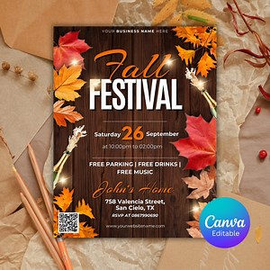Fall Festival Flyer, DIY Flyer Template Design, Harvest Festival Invite, Fall Party Invitation, Party Flyer, Premade Autumn Festival Flyer - Etsy