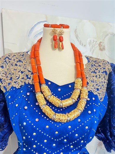 African Nigerian Coral Bead Jewelry Set | Bridal Party Iyun - Etsy