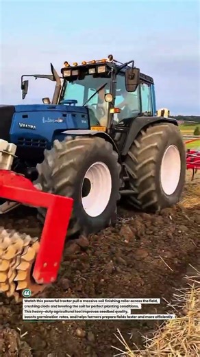 Heavy Roller Soil Finisher Power 🚜🌱 #FarmMachinery #SoilPrep #TractorPower
