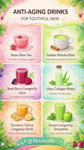 6 Anti-Aging Drinks That Make Your Skin Look Younger | Natural Glow Secrets #healthylifestyle