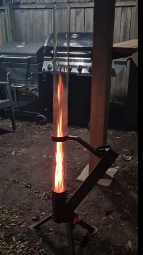 Rocket Pellet Firepit In Action #rocketfirepit #rocketpelletstove #patiodecor #firepit #springtok