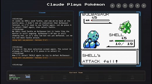 Claude 3.7 Sonnet plays Pokemon on Twitch with 'ClaudePlaysPokemon' - watch the slow, easy-to-follow gameplay