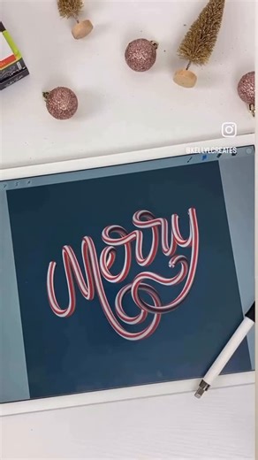Goodtype | Grow Your Art Business on Instagram: "Candy cane lettering tutorial by @kellylcreates using @procreate and an Apple Pencil. Her original caption shares: 🎄The trick to this type of lettering is the smudge brush. 🎄Instead of using a brush to draw the letters, you’re using the smudge tool to drag the peppermint across the canvas to form the letters. 🎄Place a peppermint at the points where you would naturally lift your pencil up off the screen. 🎄Adjust your smudge brush to the size of
