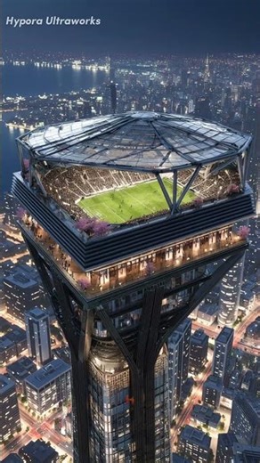 Can you imagine your team playing here? 🤯🤔 Aerial flyby of a skyscraper stadium