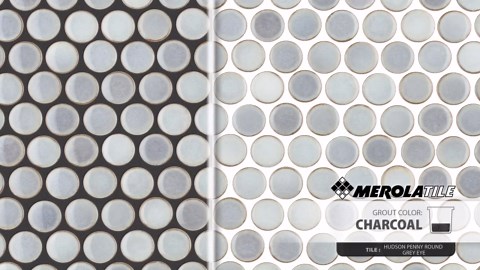 Merola Tile Hudson Penny Round Grey Eye 12 in. x 13 in. Porcelain Floor and Wall Mosaic Tile (10.5 sq. ft./Case) FKOMPR12