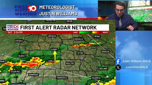 Counties north of Albany will not see any more storms or severe weather, however counties south will see thunderstorms through the afternoon and early evening. Some of these storms could bring a small risk for damaging winds and small hail, and even an isolated tornado cannot be ruled out. #gawx #walbweatherapp | WALB News 10 Weather