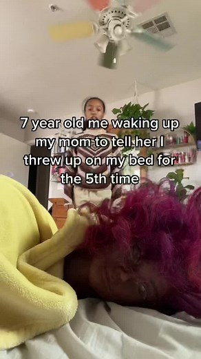 After waiting in the doorway for 15 minutes contemplating if i should wake her up 🧍🏾‍♀️#momanddaughter #throwup #childhood