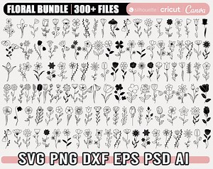 Mega Wildflowers SVG Bundle, Floral Svg Cut Files, Flower Svg for Cricut, Bouquet Svg for Cricut, Floral Cut File, Print, Dxf, Eps, Png - Etsy