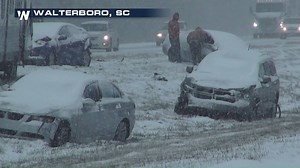 The ice and snow on I-95 caused a multi-car pileup in Walterboro, SC. | WeatherNation