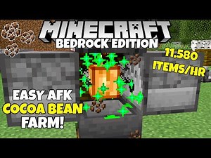 Minecraft Bedrock: EASY AFK Cocoa Bean Farm! 11,580 Items/Hour Tutorial! MCPE Xbox PC Ps4