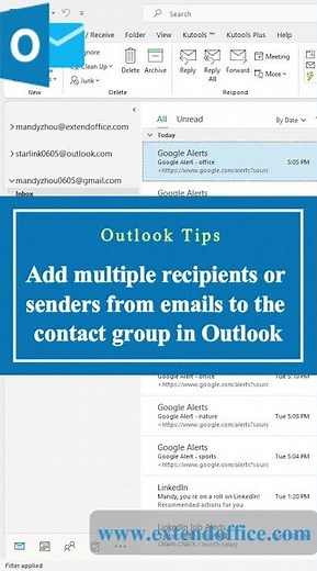 Add multiple recipients or senders from emails to the contact group in Outlook