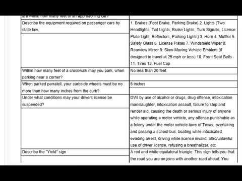 texas permit test questions and answers Flashcards