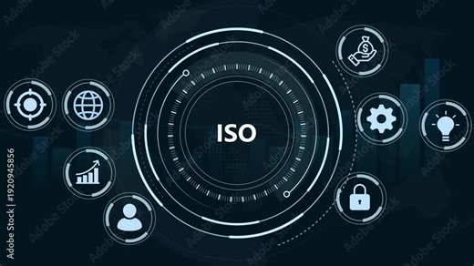 ISO Standard certification standardization quality control concept.