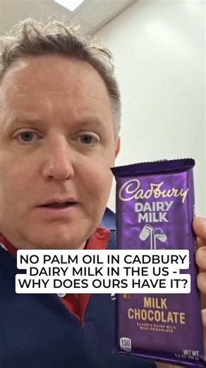 Did you know? In the US, Cadbury Dairy Milk does NOT contain #PalmOil… but in the UK, Ireland & South Africa, it does. 🤯 Why? Because palm oil is cheaper than real dairy cream. This isn’t just about chocolate – it’s about fairness in our food supply chain and the choices big companies make whilst our local dairy farming families are struggling to survive. • Look for real dairy ingredients • Check where it’s made to support local dairy communities • Like & share to raise awareness� • Follow Conc