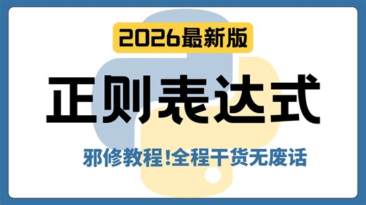 强烈推荐！这绝对是2026B站讲得最细最全的正则表达式教程！从基础-量实战-应用一条龙讲解！全程干货无废话，学不会找UP主！