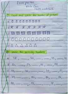 Math exam practice worksheet at home for UKG