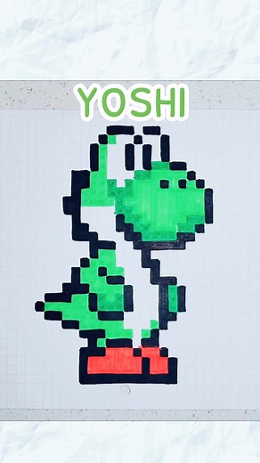Dibujo de Yoshi en Pixel Art a Mano - Parte 2