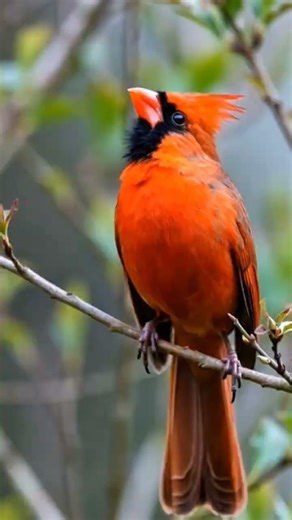 Elegant Red Cardinal Bird with Brilliant Crimson Feathers — Nature’s Most Striking Songbird