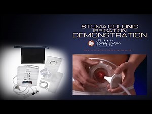 Stomal Colonic Irrigation demonstration.. Coloplast irrigation kit