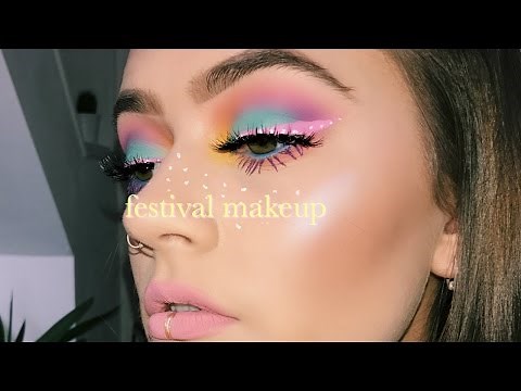 Easter egg themed festival makeup tutorial | Drugstore week | EmmasRectangle