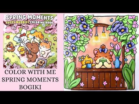 ASMR 🌸 Coffee date 🌸 Spring moments by Bogiki 🌸 Cozy Colour with me 🌸 Tutorial🌸Ohuhu alcohol markers