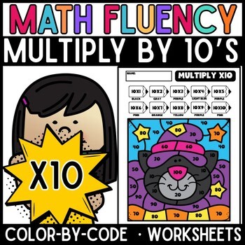 3rd Grade Multiplication ×10 Color-by-Code Worksheets | Halloween Theme