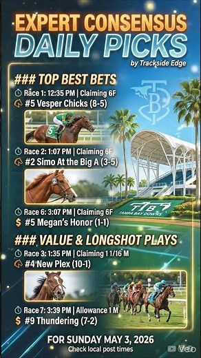 Tampa Bay Downs Best Bets | Sunday, May 3 [Expert Consensus]