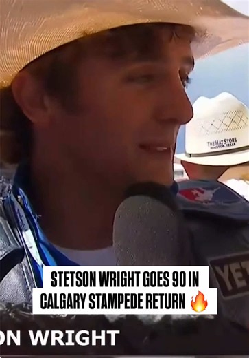 Superman returns on a mission 😤 Stetson Wright went 90 to win the round in the saddle bronc at the Calgary Stampede on Friday, then he went 83.5 in the bull riding to finish 4th on the day. Wright’s first day back in Calgary since 2023 — after missing the last two due to his injury in 2024 — was a success, to say the least. #rodeo #stetsonwright