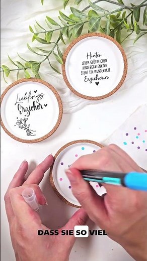 🎁 IKEA DIY Hack: Decorating Cork Coasters | Gift Idea for Preschool Teachers ❤️ #shorts