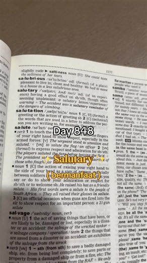 Day 848 : Salutary #meaning #learnenglish #book #booktok #dictionary