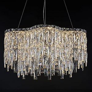 Modern Crystal Chandeliers for Dining Room Light Fixtures Over Table, 24" LED Luxury Chrome Crystal Chandelier with Remote Control Dimmable 3000-6000K for Living Room Bedroom
