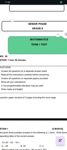 Grade 8 Mathematics Term 1 Test #grade8 #mathematics #test #term1 teacher
