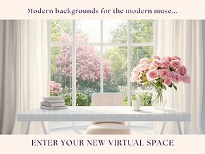 Pink Rose Garden Zoom Background: Elegant Home Office Virtual Backdrop (instant Download) - Etsy