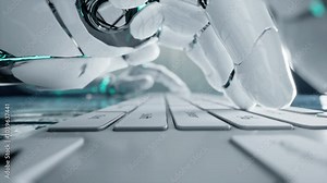 AI Robot Is Typing On A Keyboard With A Green Light Behind It Workshop Animation Natural Language Processing Stock Video