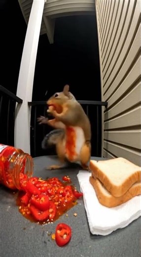 Squirrel Eats Spicy Chili 🌶️😂 – Instant Freak Out!