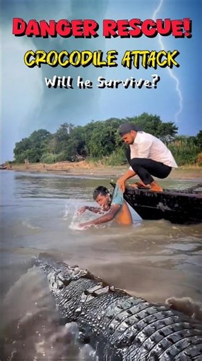 DANGER RESCUE‼️CROCODILE ATTACK 🐊 #amazing #crocodile