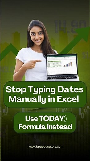 Stop Typing Dates Manually in Excel ❌ | Use TODAY() Formula Instead 🔥