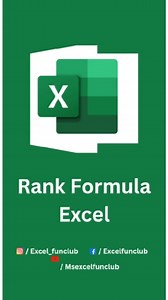 Rank formula in excel. #excel #corporate #accounting #exceltips #shortcuts #microsoftexcel #exceltricks #msexcel #excelformulas #exceltipsandtricks #excelwork #excelcoprate #exceltraining #googlesheets #learnexcel | excel_funclub
