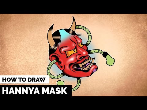 How to draw a Hannya mask | Tattoo Drawing Tutorial