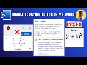 How to Enable Equation Editor in MS Word 2026