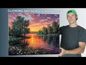 How to Paint a Glowing Sunset Sky | STEP by STEP Acrylic Painting Tutorial