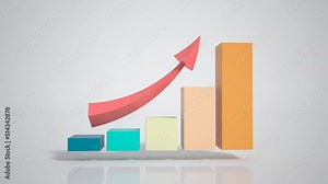 3D histogram showing the growth of data statistics. Chart. Scale. Background for business presentations