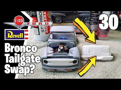Ford FD-100 Model Truck Build – Episode 30 | Bronco Tailgate Swap & Strut Towers!