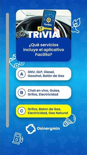 Facilito Trivia: What services are included in the app? | Osinergmin