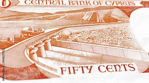 Cyprus Cypriot Pound 0.5 Banknotes, Zero Point Five Cypriot Pound, Close-up and macro view of the Cypriot Pound, Tracking and Dolly Shots 0.5 Cypriot Pound banknote Observe and Reserve Side, Cypriot