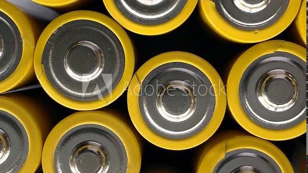 batteries. several batteries. close-up of the battery. battery. Slow motion video. High quality video in 4K format.