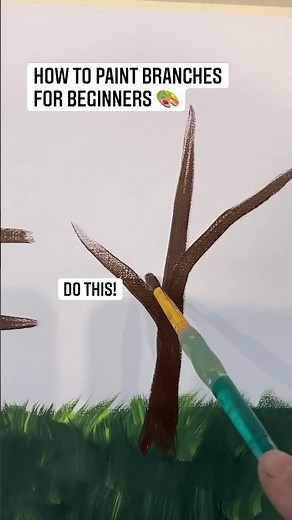 How to paint branches for beginners 👩🏻‍🎨🎨 #art #artist #painting #tutorial #easy #tree #beginner