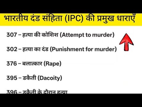 भारतीय दंड संहिता ( IPC) की प्रमुख धाराएं 📚👉🍘🌺🌿🌾🪴🍀